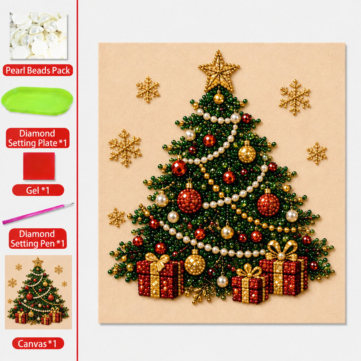 🧘 Ontspannend en geschikt voor beginners 🎨💎 DIY Kerst Parel & Strass Schilderkit