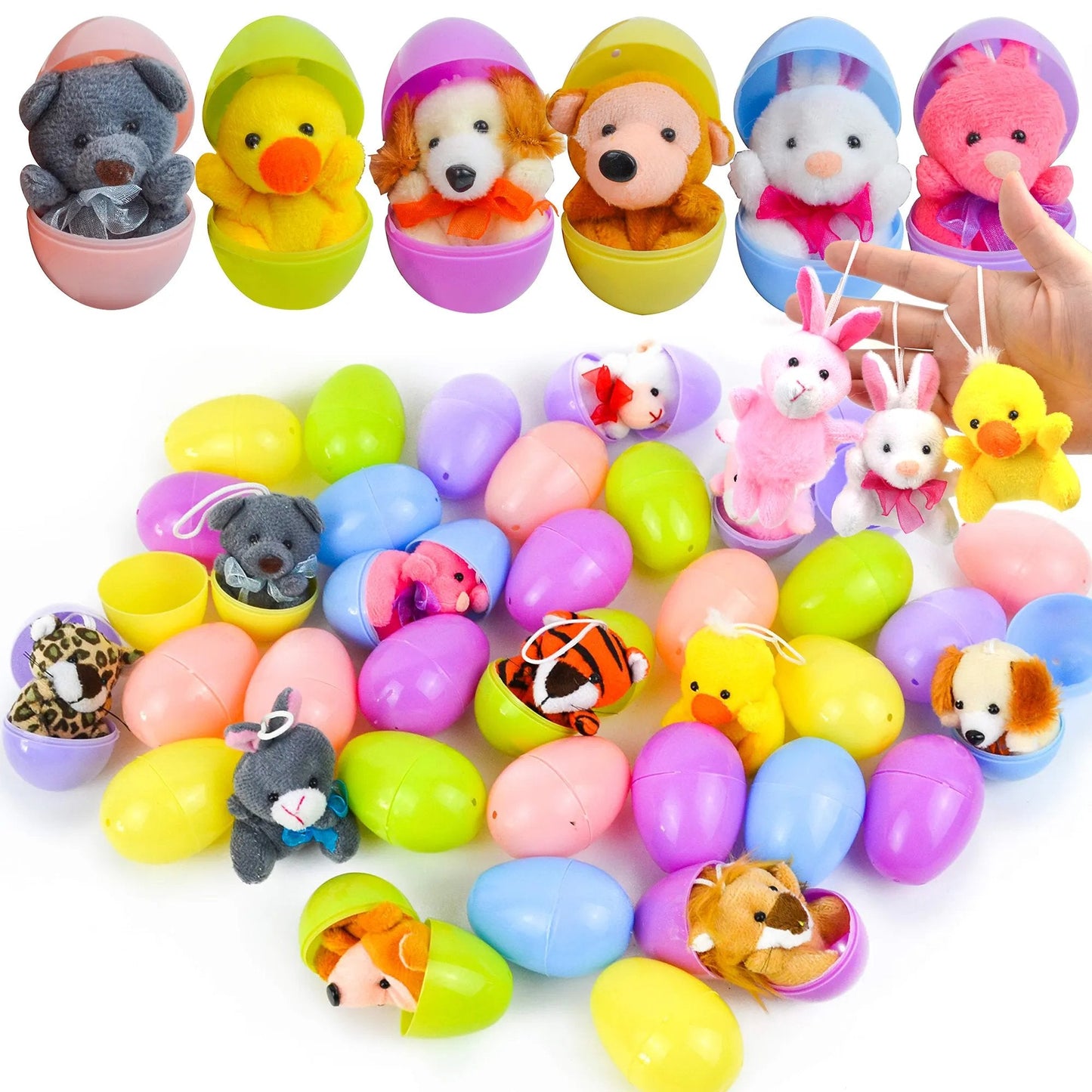 🐰 NU 60% KORTING! 🥚 Voorgevulde paaseieren met knuffeldieren – Zachte pluche vulling, kleurrijk en perfect voor eierjachten 🐣