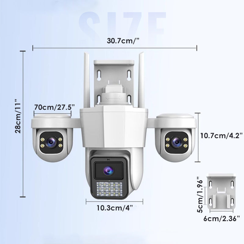 šļø Panoramisch zicht met drie ogen, geen dodehoekbeveiliging | Intelligente 360° PTZ-beveiligingscamera š