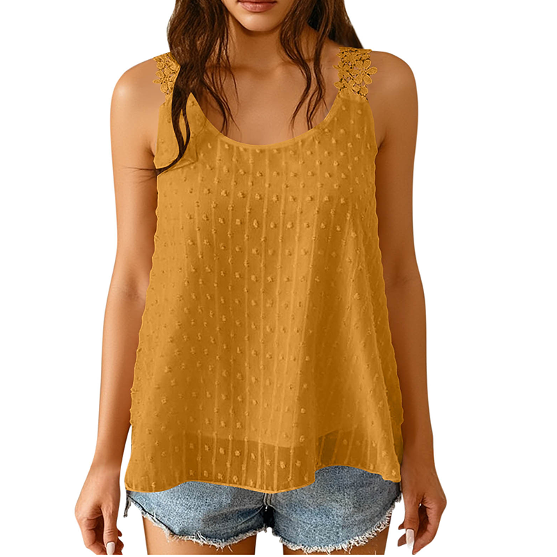 ๐โจ 50% KORTING โ SLECHTS VOOR BEPERKTE TIJD! Elegante tanktop met kanten bandjes en stippenpatroon โ Casual, vrouwelijk en perfect voor de zomer en dagelijks gebruik โจ