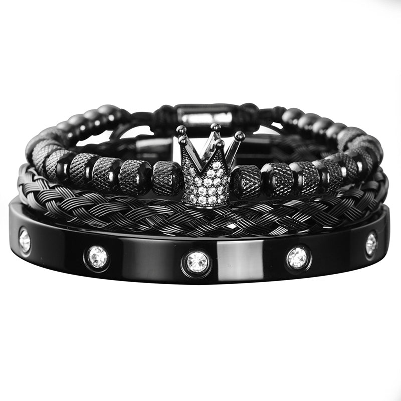 👑 50% KORTING! 💎 3-delige armbandenset voor heren met kroonmotief – Luxe uitstraling, duurzaam en veelzijdig – Perfect voor dagelijks gebruik en speciale gelegenheden ✨