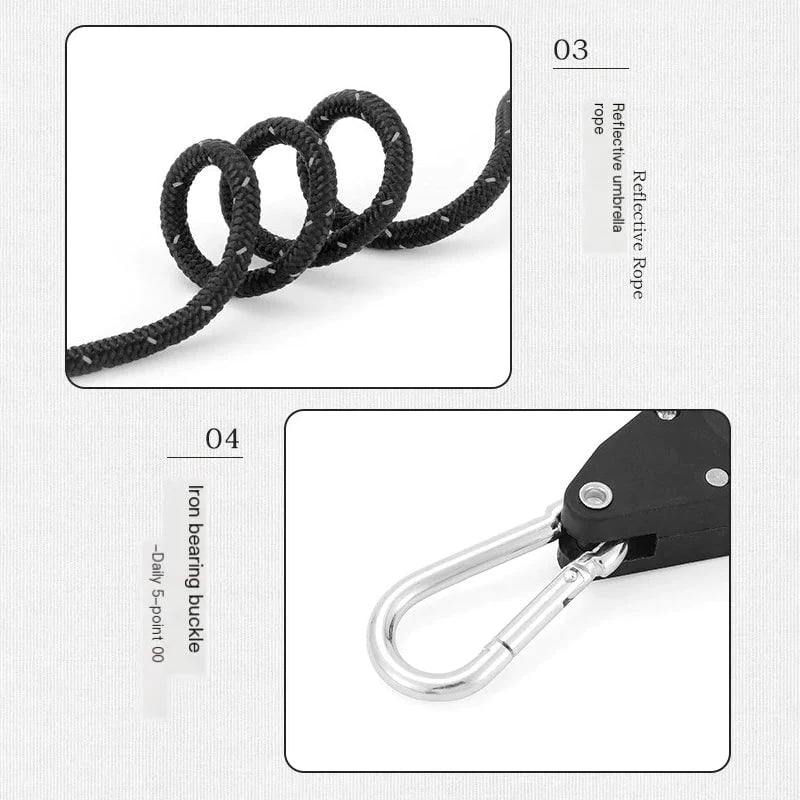 🔥55% korting🪢Bärbar Justerbar Fix Tält Hög styrka Snabb koelkast Remskiva Camping Rope 🌳 (4 stuks / set)
