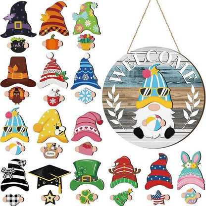🐇LENTE 2026 HOT SELLER💥Highland Cow-bord Verwisselbaar welkomstbord met magneet Afneembare hoeden Schattige hangende koeien