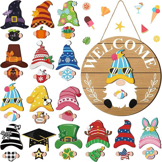 🐇LENTE 2026 HOT SELLER💥Highland Cow-bord Verwisselbaar welkomstbord met magneet Afneembare hoeden Schattige hangende koeien