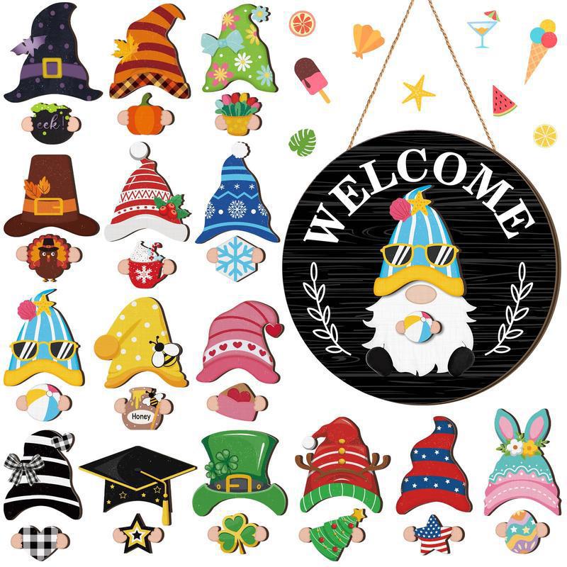 🐇LENTE 2026 HOT SELLER💥Highland Cow-bord Verwisselbaar welkomstbord met magneet Afneembare hoeden Schattige hangende koeien