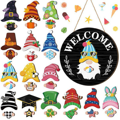 🐇LENTE 2026 HOT SELLER💥Highland Cow-bord Verwisselbaar welkomstbord met magneet Afneembare hoeden Schattige hangende koeien