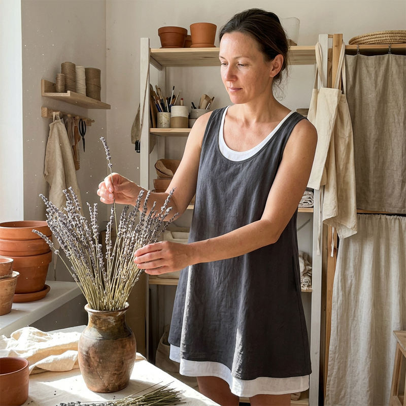 ⏰LAATSTE DAG VAN DE UITVERKOOP 50% KORTING💃Casual, loszittende, mouwloze tanktopjurk voor dames in tweedelige stijl