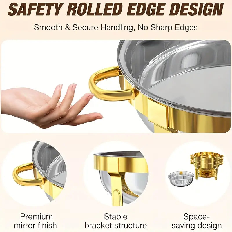 🔥 NU 60% KORTING! 🎄 Buffetset van roestvrij staal met chafing dish - Gelijkmatige hitte en duurzaam, perfect voor feestdagen en feestjes ✨