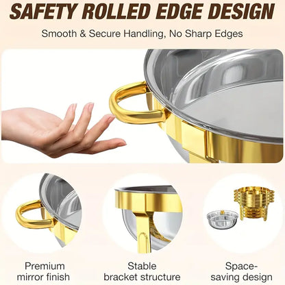 🔥 NU 60% KORTING! 🎄 Buffetset van roestvrij staal met chafing dish - Gelijkmatige hitte en duurzaam, perfect voor feestdagen en feestjes ✨