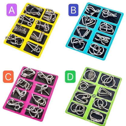 🔥55% korting🔥Metallische puzzelringen, acht sets blauw