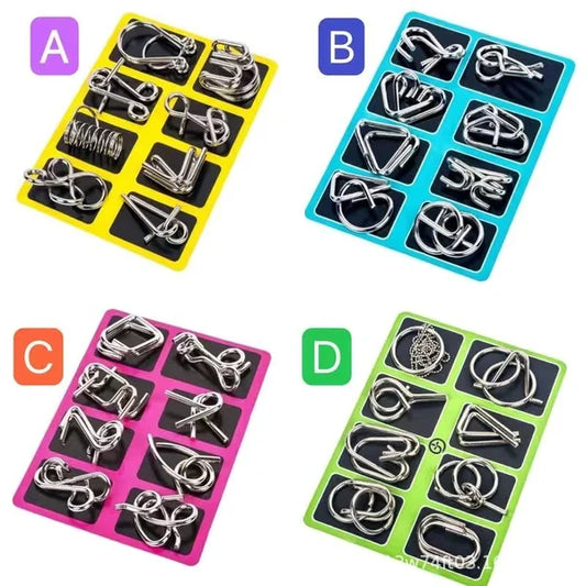 🔥55% korting🔥Metallische puzzelringen, acht sets blauw