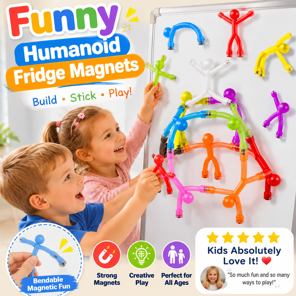 🔥50% KORTING🧲 Creatieve magneetfiguurtjes | Sterke magnetische hechting · Beweegbare gewrichten · Stressverlichting | Koelkast/bureau/opbergruimte