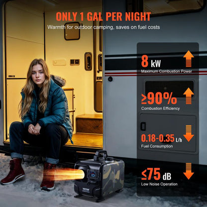 🔈🔈60% KORTING!!🌡️8 kW dieselkachel, 12 V/24 V alles-in-één diesel luchtverwarmer, Bluetooth app-bediening, afstandsbediening en display, CO-alarm, snelle verwarming💨
