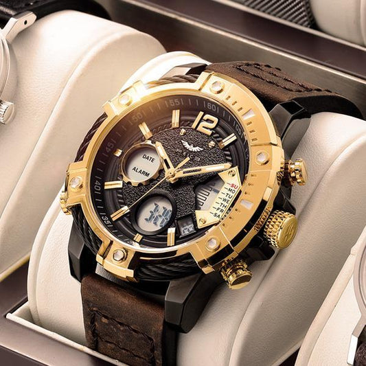 ⌚Multifunctioneel 3ATM waterdicht heren quartz sporthorloge met dubbel display