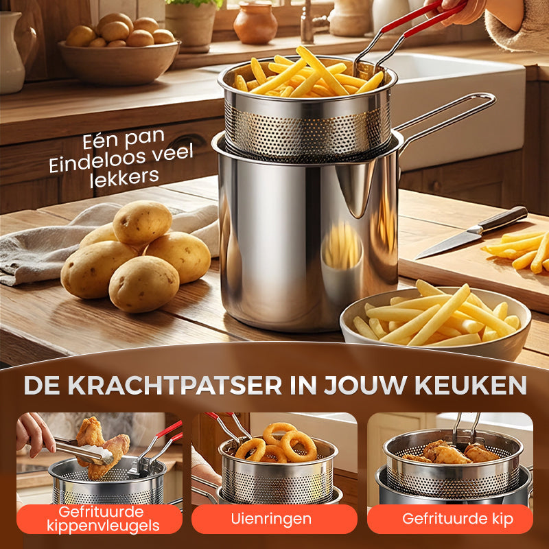 🔥 TOPAANBIEDING 50% KORTING! 🍳 Multifunctionele braadpan van 304 roestvrij staal – frituren, bakken, koken en stoven in één pan ✨