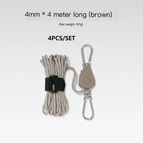 🔥55% korting🪢Bärbar Justerbar Fix Tält Hög styrka Snabb koelkast Remskiva Camping Rope 🌳 (4 stuks / set)
