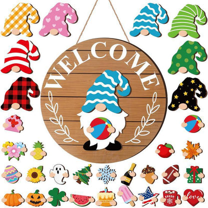 🐇LENTE 2026 HOT SELLER💥Highland Cow-bord Verwisselbaar welkomstbord met magneet Afneembare hoeden Schattige hangende koeien