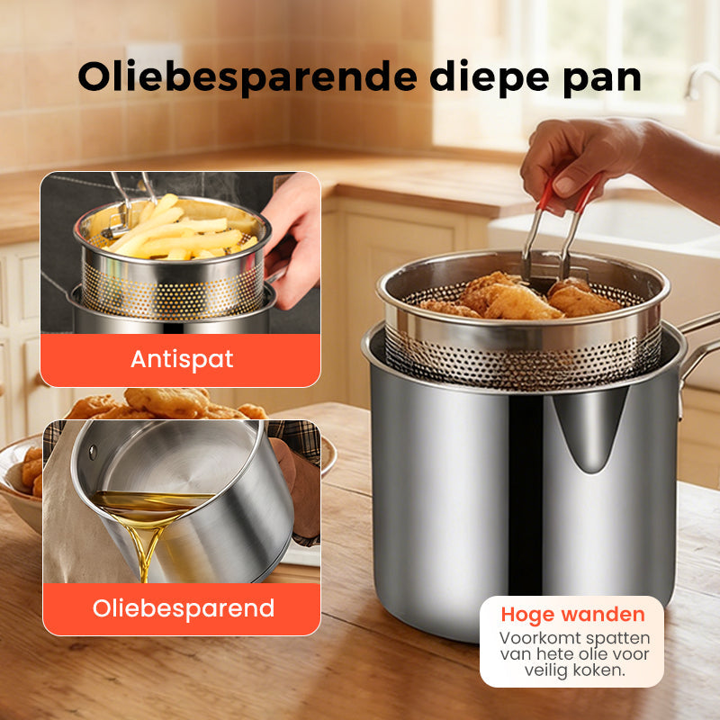 🔥 TOPAANBIEDING 50% KORTING! 🍳 Multifunctionele braadpan van 304 roestvrij staal – frituren, bakken, koken en stoven in één pan ✨