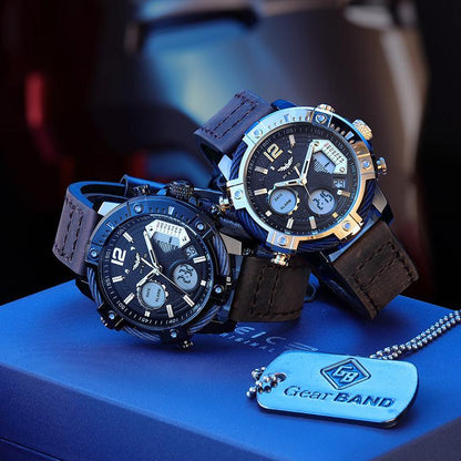 ⌚Multifunctioneel 3ATM waterdicht heren quartz sporthorloge met dubbel display