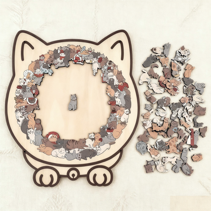 🐱🧩 135-delige Morandi-kleurige Houten Kat Puzzel – Uniek Katvormig Frame, Gedetailleerde Stukken & Stressvermindering (Decoratief Cadeau)!