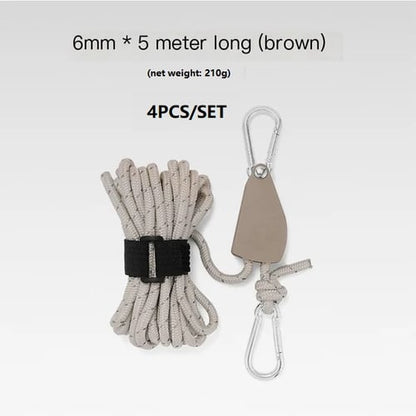 🔥55% korting🪢Bärbar Justerbar Fix Tält Hög styrka Snabb koelkast Remskiva Camping Rope 🌳 (4 stuks / set)