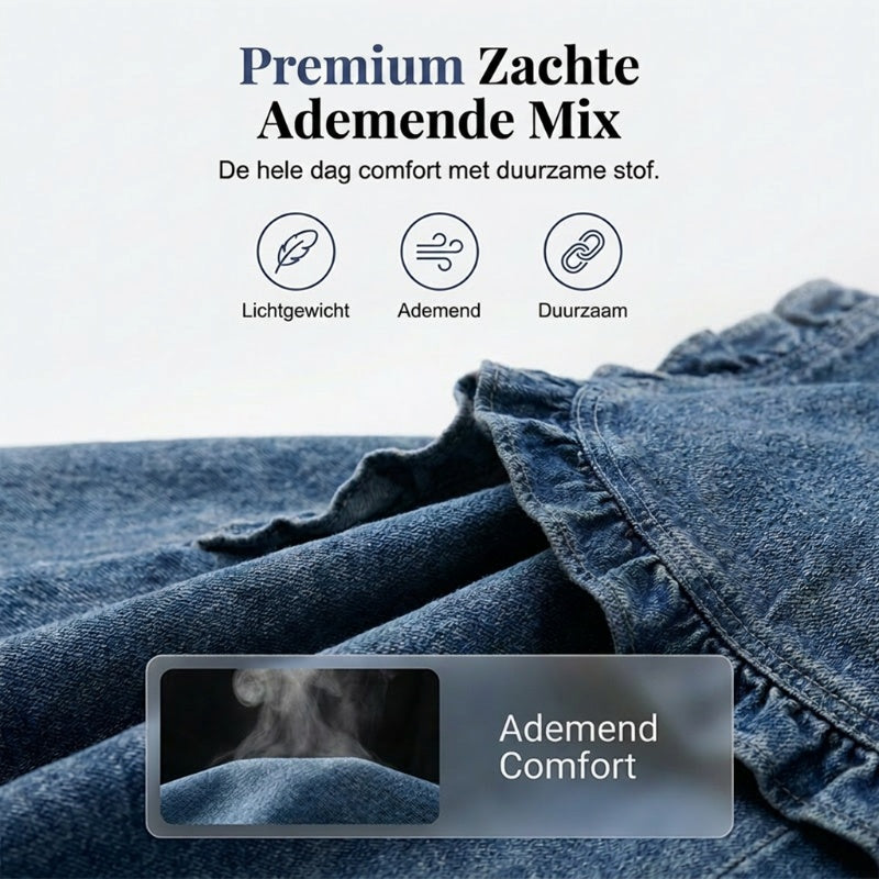 🧥 50% KORTING !! 🌸 Damesjeansjack met ruches en open voorkant – Lichtgewicht en vrouwelijk – Veelzijdig en chic 👗