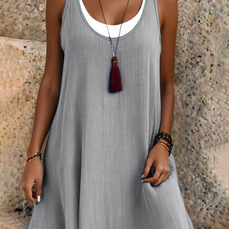 ⏰LAATSTE DAG VAN DE UITVERKOOP 50% KORTING💃Casual, loszittende, mouwloze tanktopjurk voor dames in tweedelige stijl