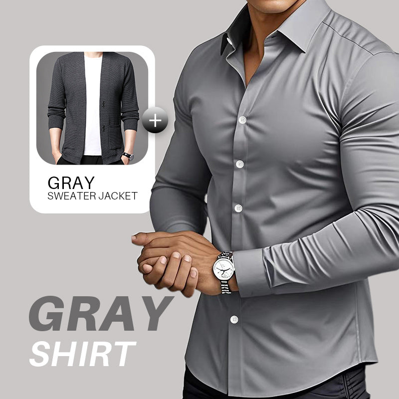 🔈🔈60% korting🔥Effen overhemden met lange mouwen en revers voor heren