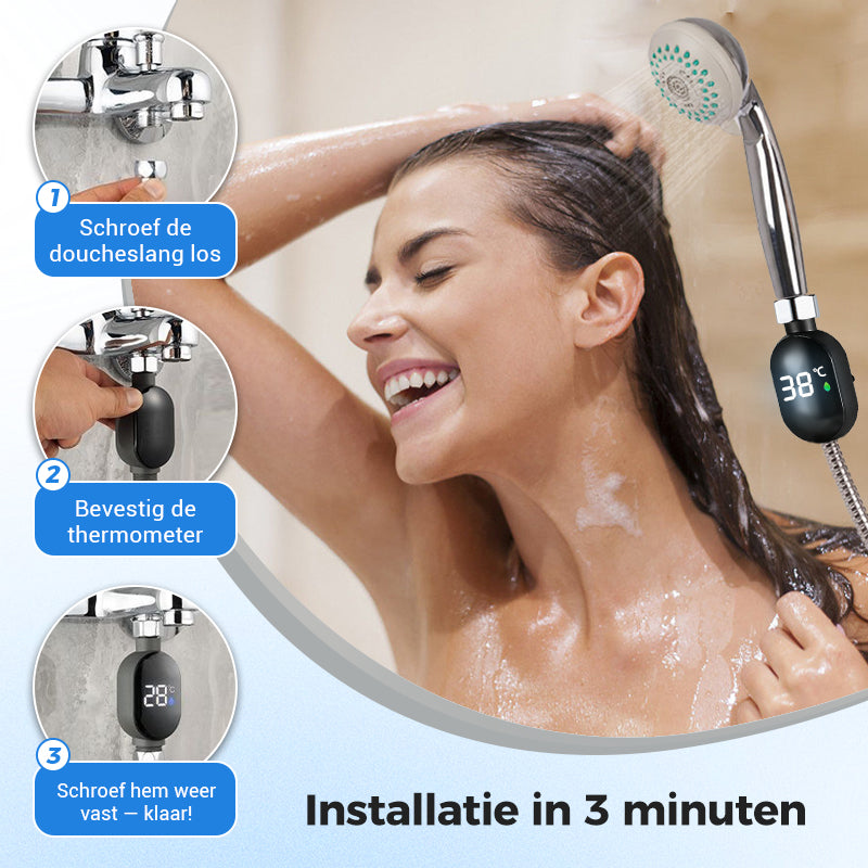 💧Douche thermometer🌡️Geen giswerk meer - Instant Temp!🚿