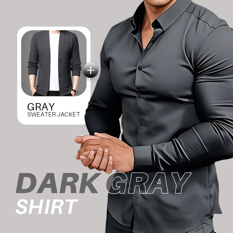 🔈🔈60% korting🔥Effen overhemden met lange mouwen en revers voor heren