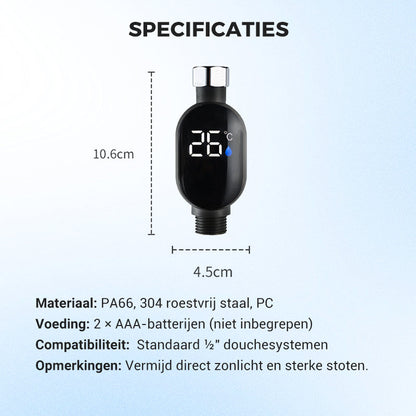 💧Douche thermometer🌡️Geen giswerk meer - Instant Temp!🚿