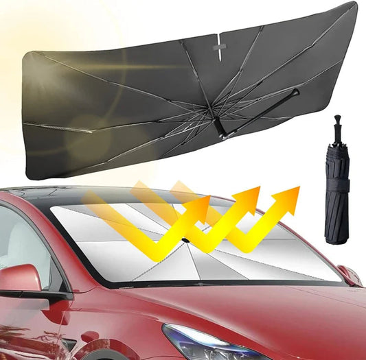 🔥 50% Korting!☀️🛡️ Autovoorruit Zonnescherm Paraplu – Opvouwbare UV- en warmtereflecterende voorruitafdekking, draagbare koelbeschermer voor de zomer