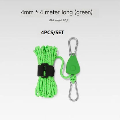 🔥55% korting🪢Bärbar Justerbar Fix Tält Hög styrka Snabb koelkast Remskiva Camping Rope 🌳 (4 stuks / set)