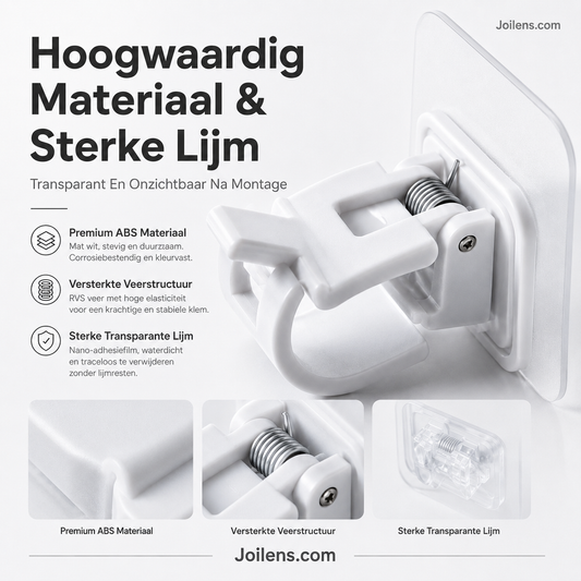 🧷 Spijkerloze gordijnroedehouders | Sterke kleefkracht, draagvermogen tot 2 kg · Boren of spijkers zijn niet nodig, beschadigt de muren niet · Waterdicht en roestbestendig · Geschikt voor diverse materialen