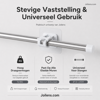 🧷 Spijkerloze gordijnroedehouders | Sterke kleefkracht, draagvermogen tot 2 kg · Boren of spijkers zijn niet nodig, beschadigt de muren niet · Waterdicht en roestbestendig · Geschikt voor diverse materialen