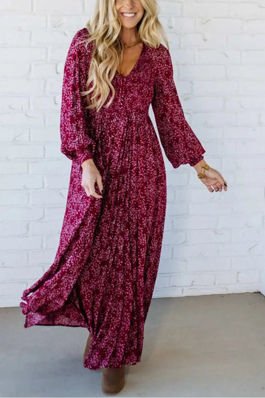 🌺NU 60% KORTING! ✨ Dames maxi-jurk van rayon met bloemenprint, gesmokte taille en voering – flatterende pasvorm, lichtgewicht stof en elegante boho-stijl 💃