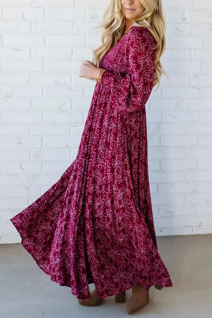 🌺NU 60% KORTING! ✨ Dames maxi-jurk van rayon met bloemenprint, gesmokte taille en voering – flatterende pasvorm, lichtgewicht stof en elegante boho-stijl 💃
