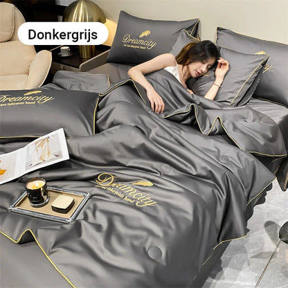 🥵🚫 50% KORTING! Je matras is geen oven. Met deze ijslucht-lichte zomerset voelt je bed als een koel hotelbed op een Grieks eiland. Ademend, zweetafstotend, en zo glad dat je er bijna uit glijdt van comfort!