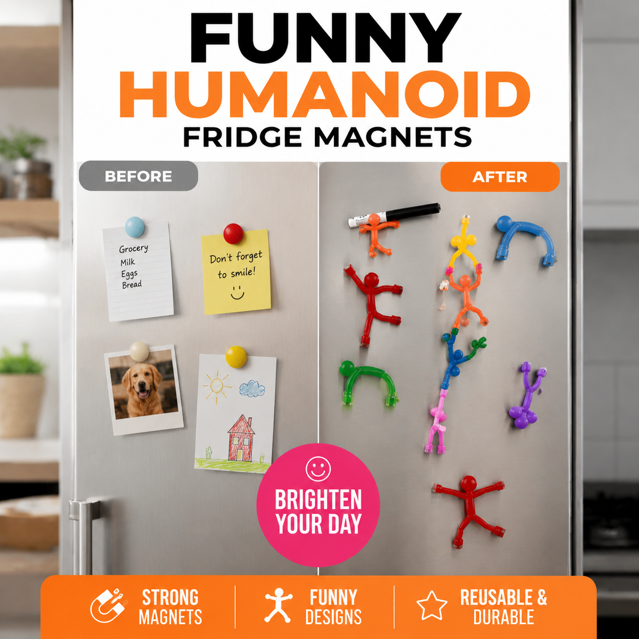 🔥50% KORTING🧲 Creatieve magneetfiguurtjes | Sterke magnetische hechting · Beweegbare gewrichten · Stressverlichting | Koelkast/bureau/opbergruimte