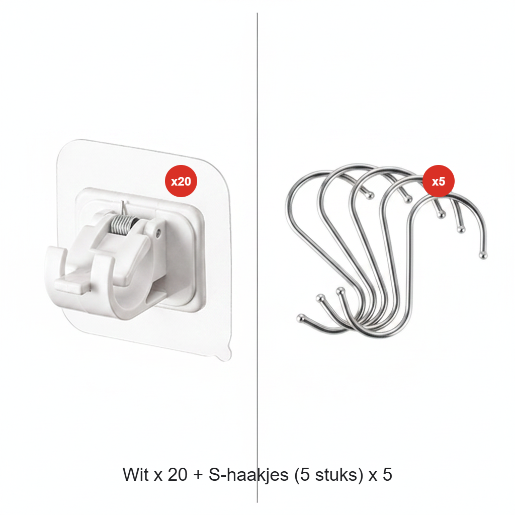 🧷 Spijkerloze gordijnroedehouders | Sterke kleefkracht, draagvermogen tot 2 kg · Boren of spijkers zijn niet nodig, beschadigt de muren niet · Waterdicht en roestbestendig · Geschikt voor diverse materialen