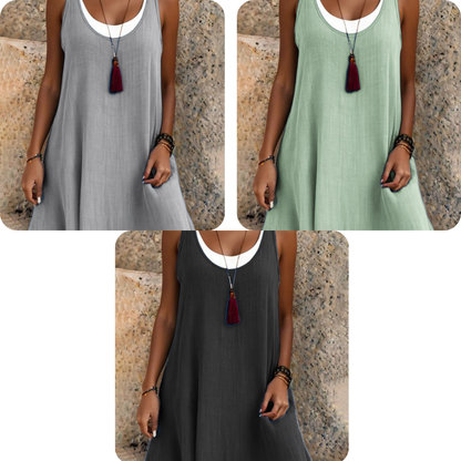 ⏰LAATSTE DAG VAN DE UITVERKOOP 50% KORTING💃Casual, loszittende, mouwloze tanktopjurk voor dames in tweedelige stijl