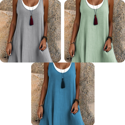 ⏰LAATSTE DAG VAN DE UITVERKOOP 50% KORTING💃Casual, loszittende, mouwloze tanktopjurk voor dames in tweedelige stijl