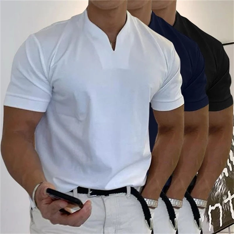 👕 NU 60% KORTING! 💎 Heren T-shirt met korte mouwen en V-hals – Ademende katoenmix, klassieke pasvorm & verkrijgbaar tot maat 5XL ✨