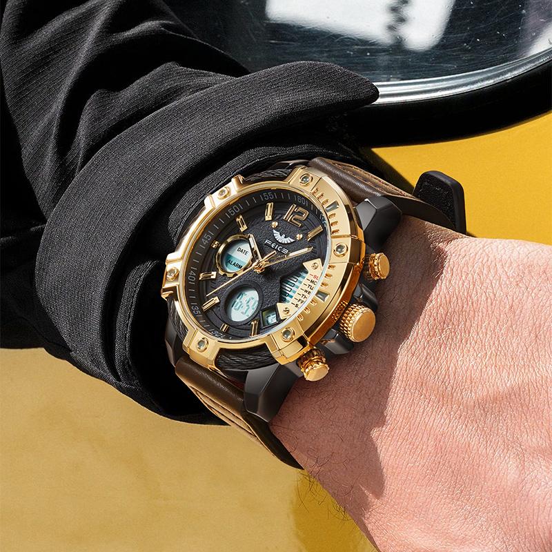 ⌚Multifunctioneel 3ATM waterdicht heren quartz sporthorloge met dubbel display