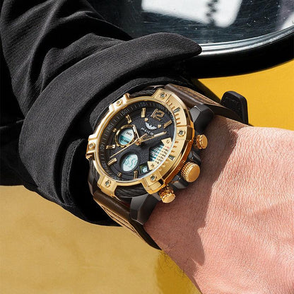 ⌚Multifunctioneel 3ATM waterdicht heren quartz sporthorloge met dubbel display