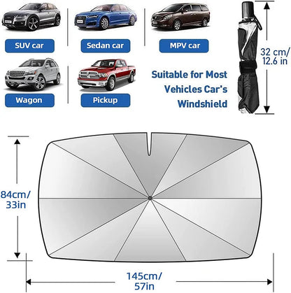 🔥 50% Korting!☀️🛡️ Autovoorruit Zonnescherm Paraplu – Opvouwbare UV- en warmtereflecterende voorruitafdekking, draagbare koelbeschermer voor de zomer