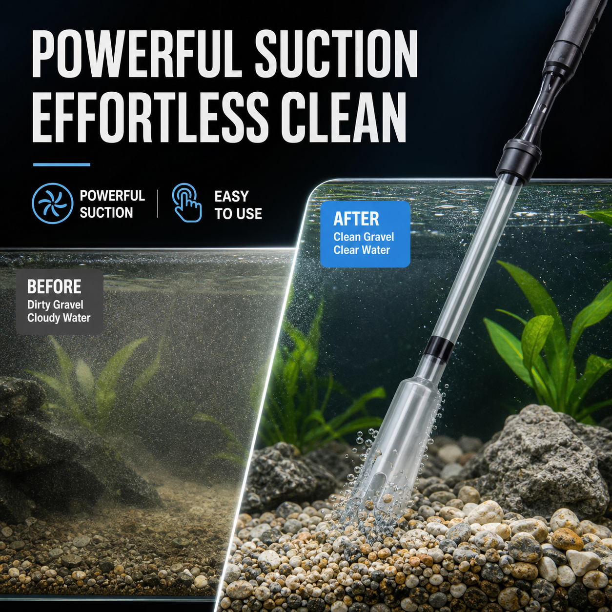 🎉50K+ VERKOCHT💧Elektrische aquariumgrindreiniger, automatische vuilzuiger zonder handmatig pompen