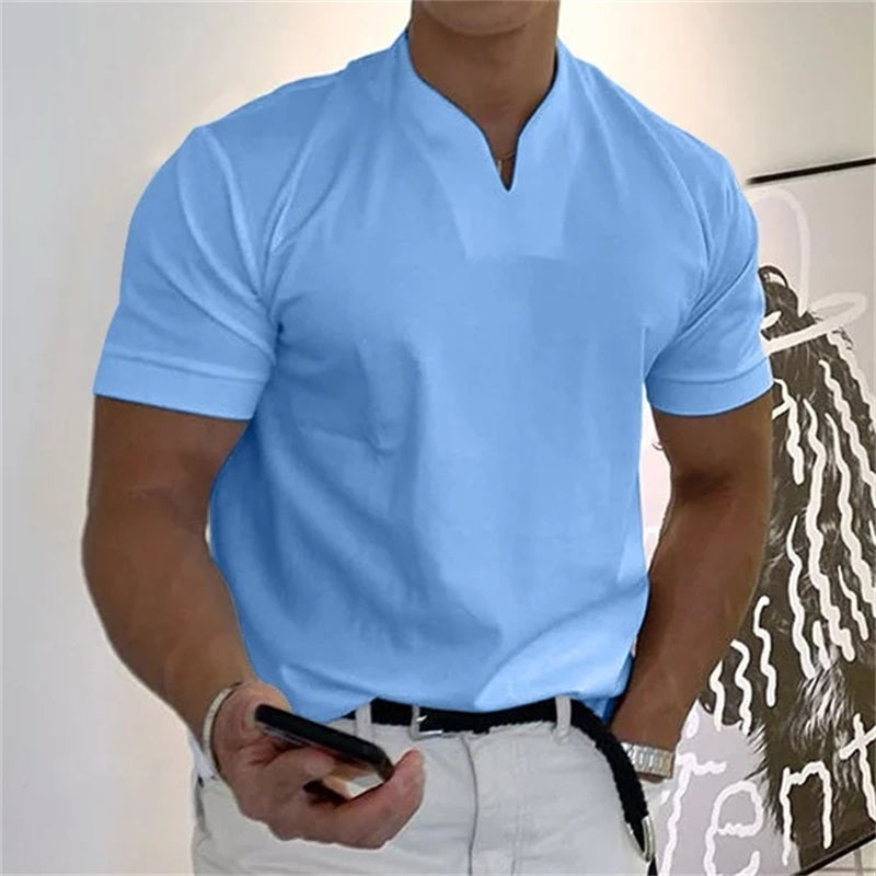 👕 NU 60% KORTING! 💎 Heren T-shirt met korte mouwen en V-hals – Ademende katoenmix, klassieke pasvorm & verkrijgbaar tot maat 5XL ✨