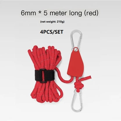 🔥55% korting🪢Bärbar Justerbar Fix Tält Hög styrka Snabb koelkast Remskiva Camping Rope 🌳 (4 stuks / set)
