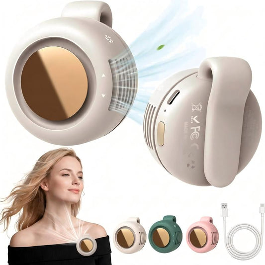 🌀50% KORTING🌿 Ventilator zonder bladen | 360° draaibaar · Bevestigbaar of hangend · Ultralicht en draagbaar · Snel opladen in 1,5 uur met een lange batterijduur · 3 snelheidsstanden